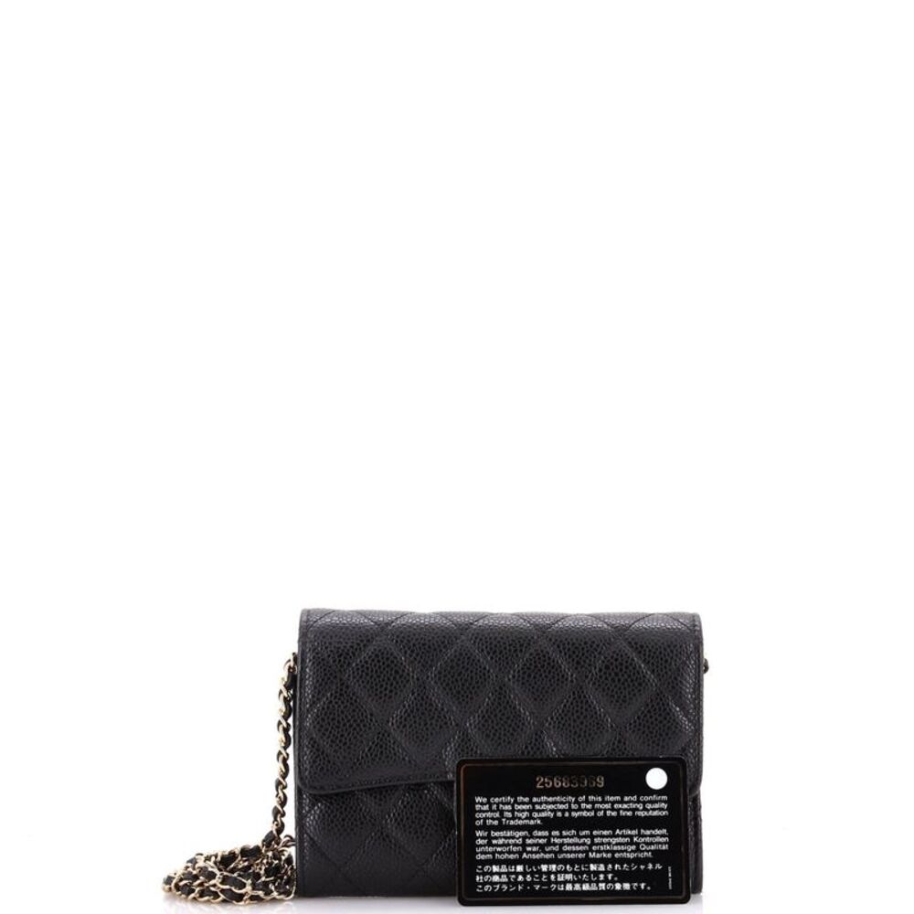 Chanel Classic Flap Wallet Crossbody Bag Quilted Caviar Mini Black - Picture 2 of 7